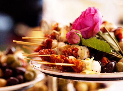 skewers on a catering plate